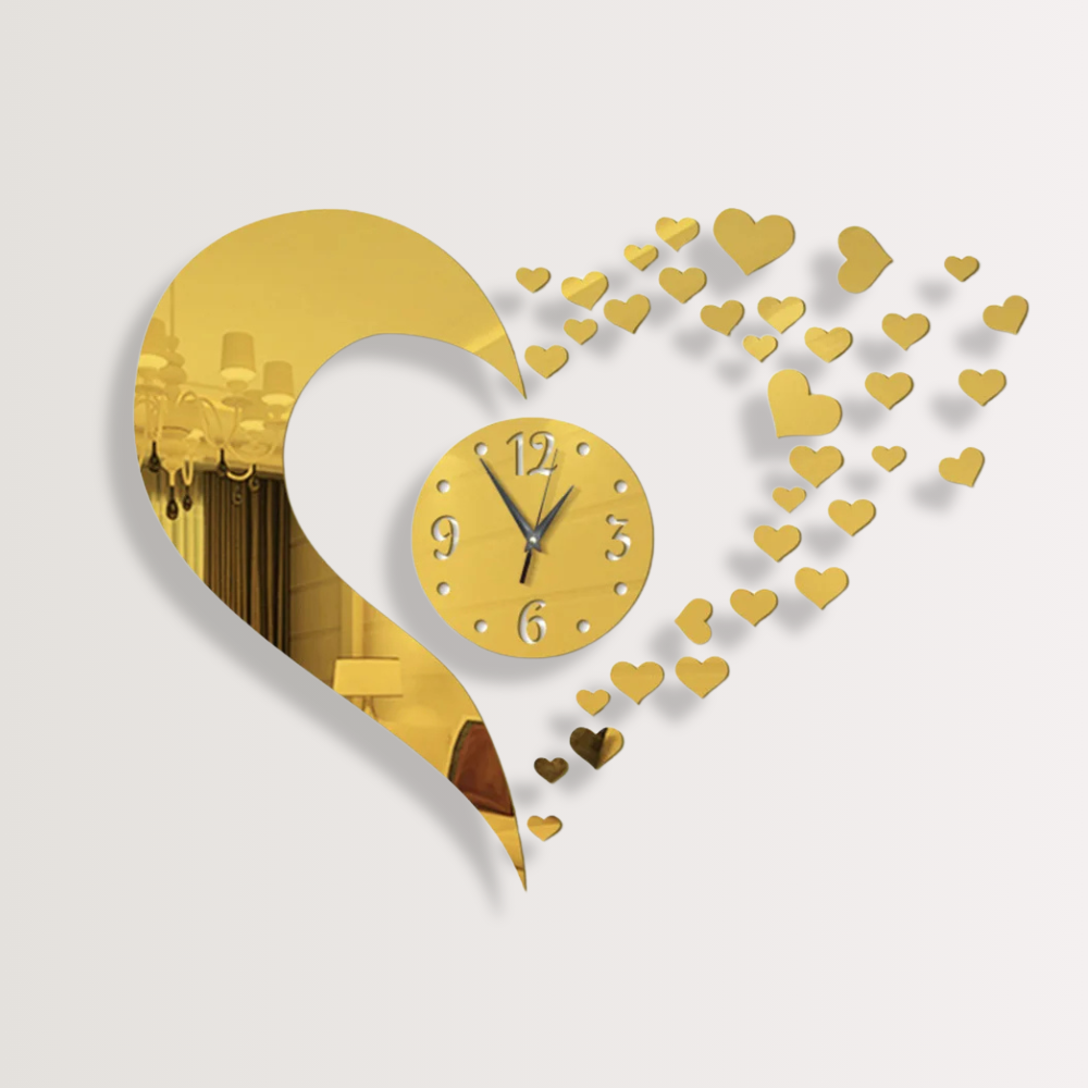 Horloge Murale | Miroir Cœur Design | Coeur Miroir | Lyn