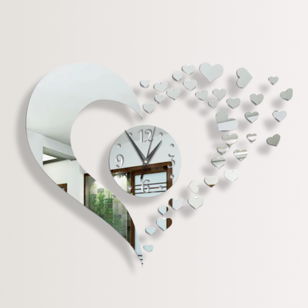 Horloge Murale | Miroir Cœur Design | Coeur Miroir | Lyn