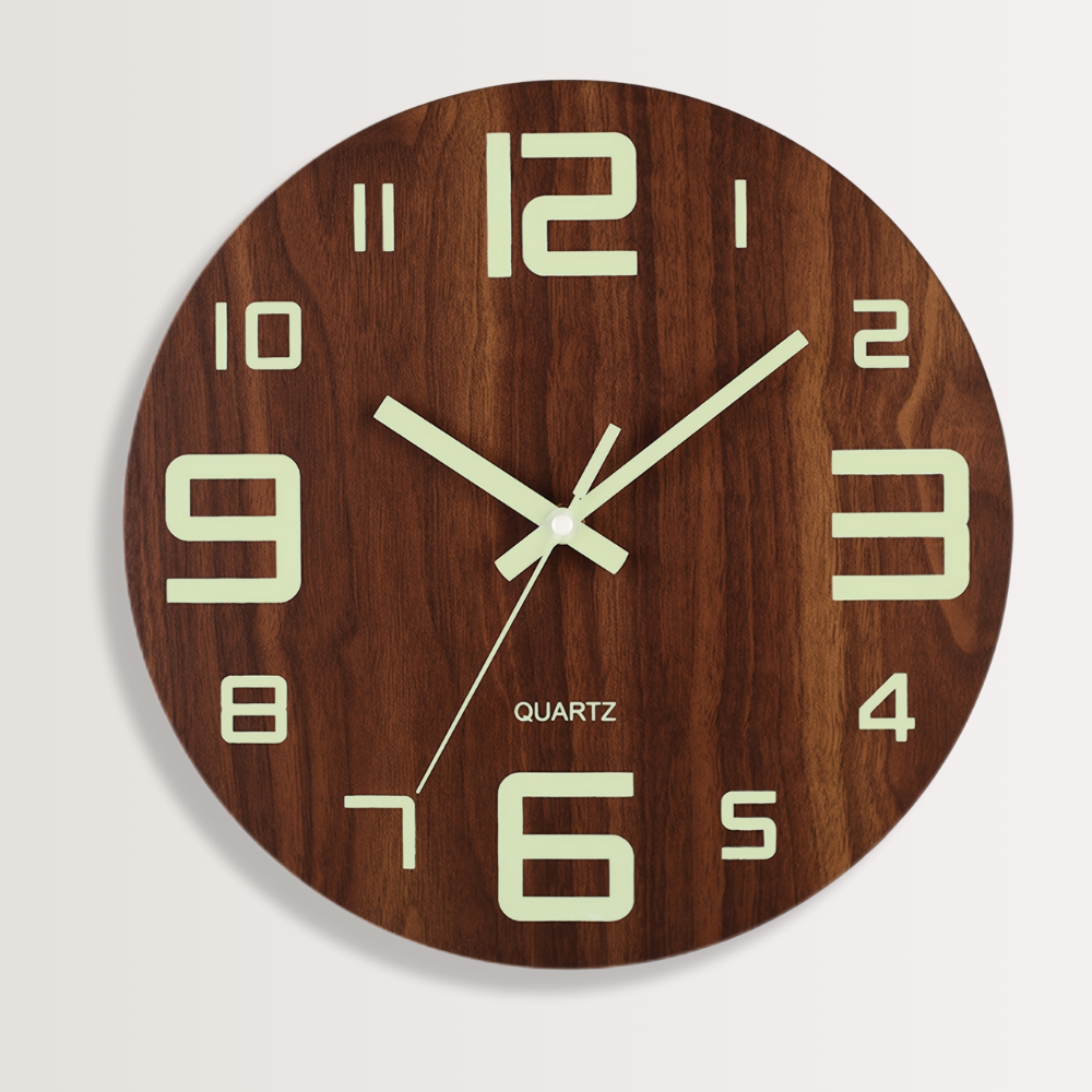 Horloge Murale | Bois Noyer Phosphorescente | Bois Nuit | NattTrä