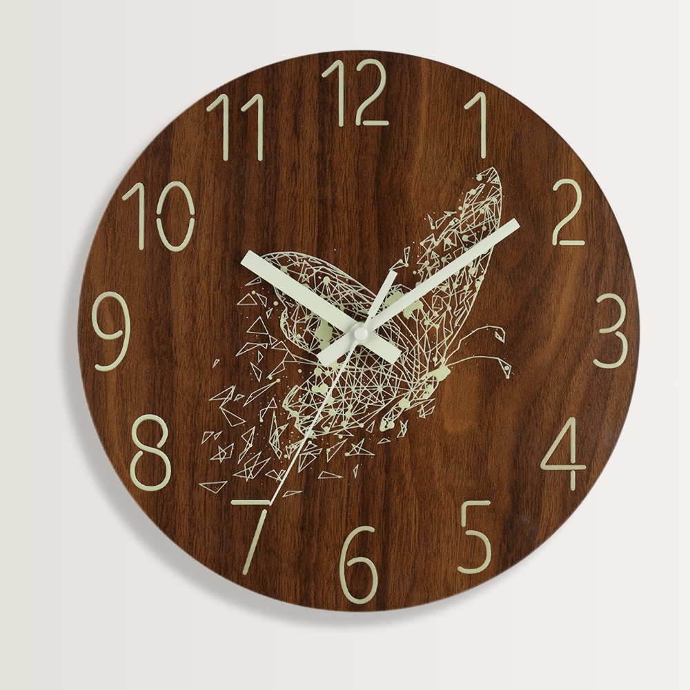Horloge Murale | Bois Noyer Phosphorescente | Bois Nuit | NattTrä