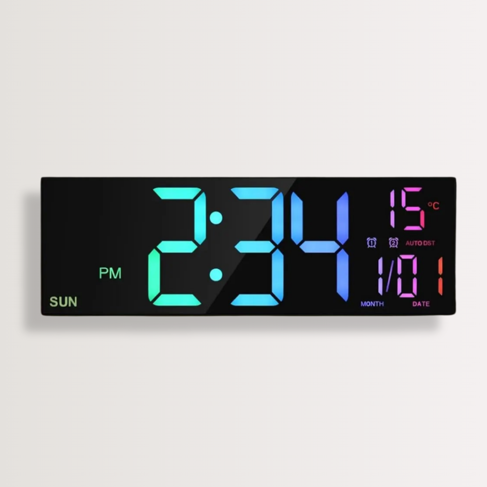Horloge Murale | Digitale Numérique Multicolore | Télécommandée Colorée | Zayn