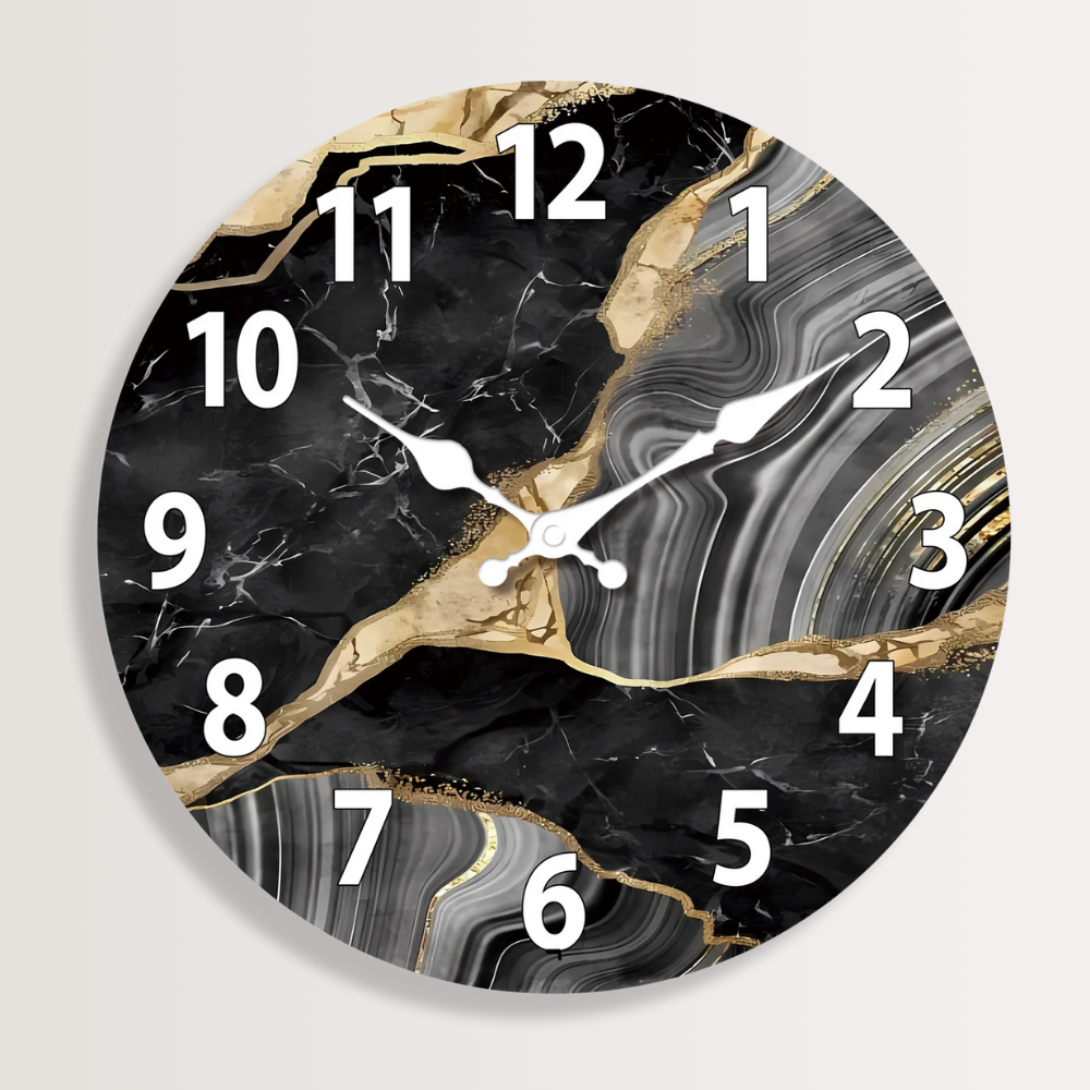 Horloge Murale | Effet Marbre Naturel Élégant | Marbre Élégant | Owen
