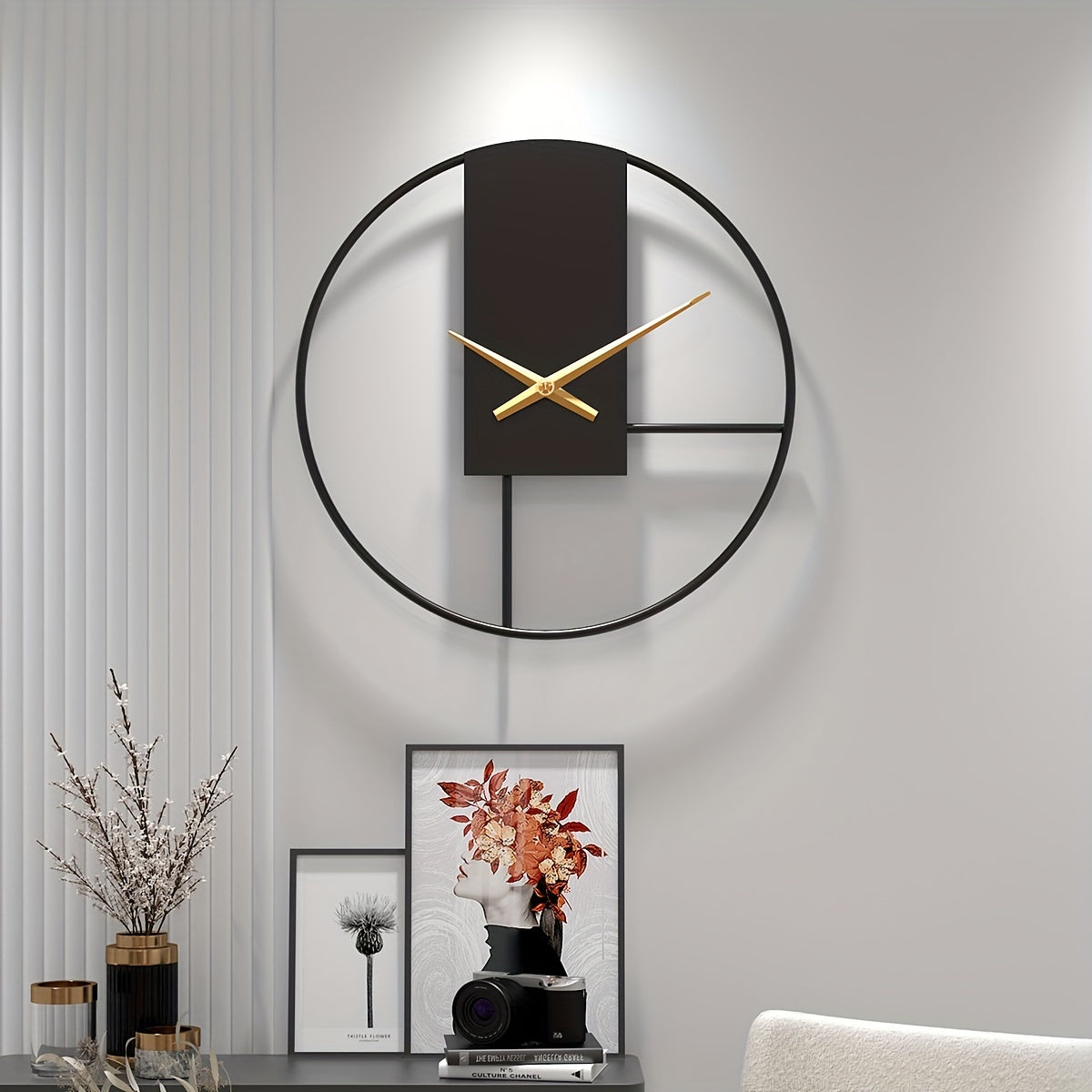 Horloge Murale | Ronde Noir Doré Tendance | Mode Chic | ChicTid
