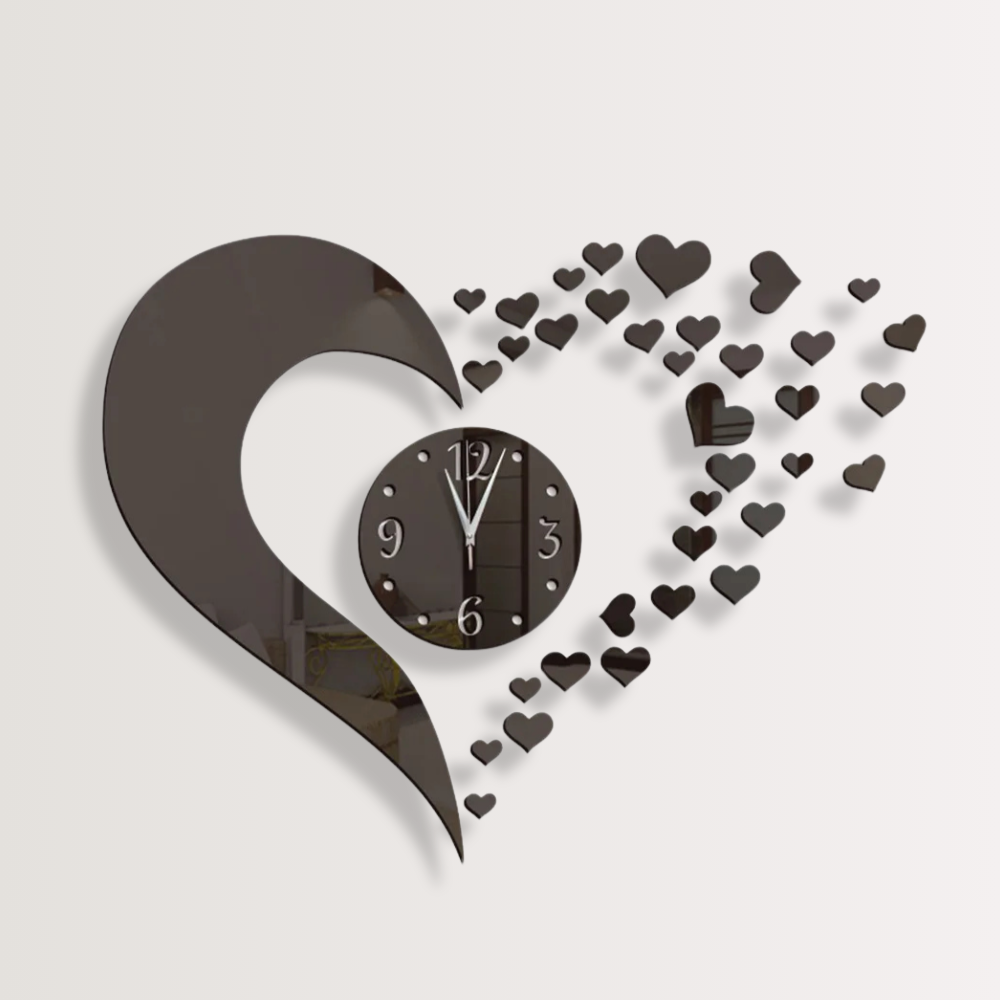 Horloge Murale | Miroir Cœur Design | Coeur Miroir | Lyn