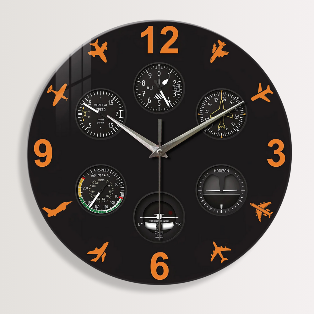 Horloge Murale | Aviation Style Cockpit | Aviation Chic | Flyg