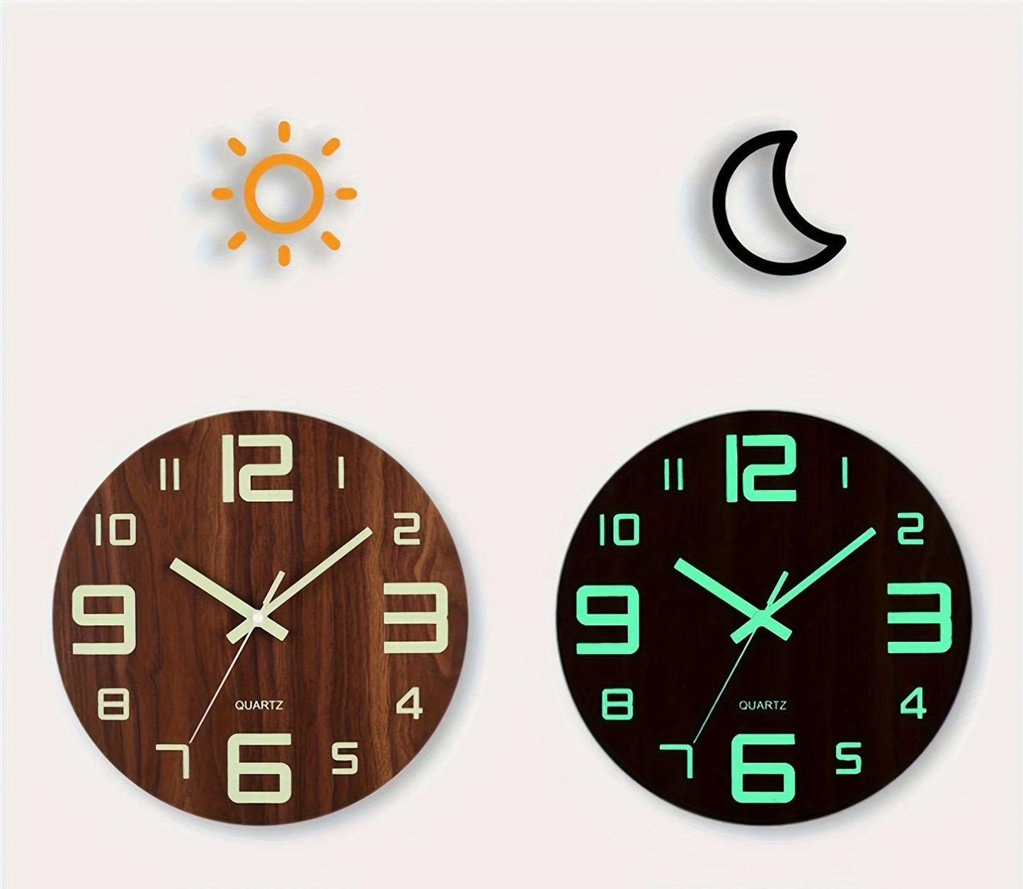 Horloge Murale | Bois Noyer Phosphorescente | Bois Nuit | NattTrä