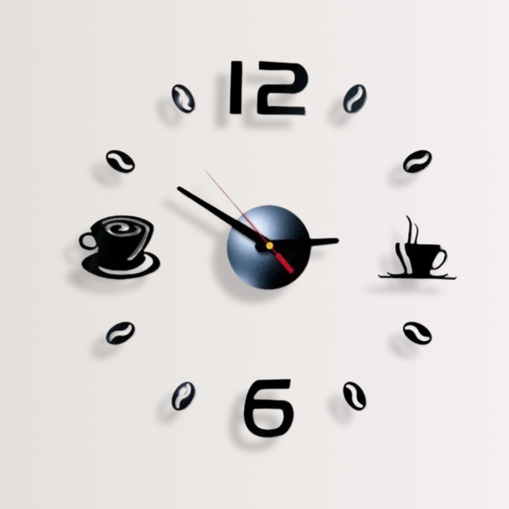 Horloge Murale | Sticker DIY Personnalisable Café Original | Café Personnalisé | Oda