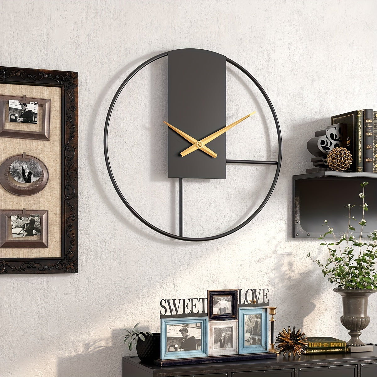 Horloge Murale | Ronde Noir Doré Tendance | Mode Chic | ChicTid