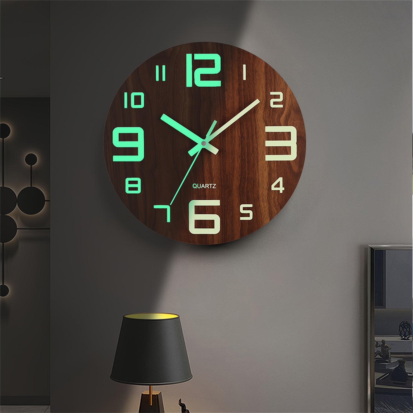 Horloge Murale | Bois Noyer Phosphorescente | Bois Nuit | NattTrä