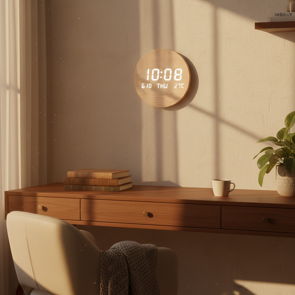 Horloge Murale | Led Bois Numérique | Led Bois Luxe | Briza