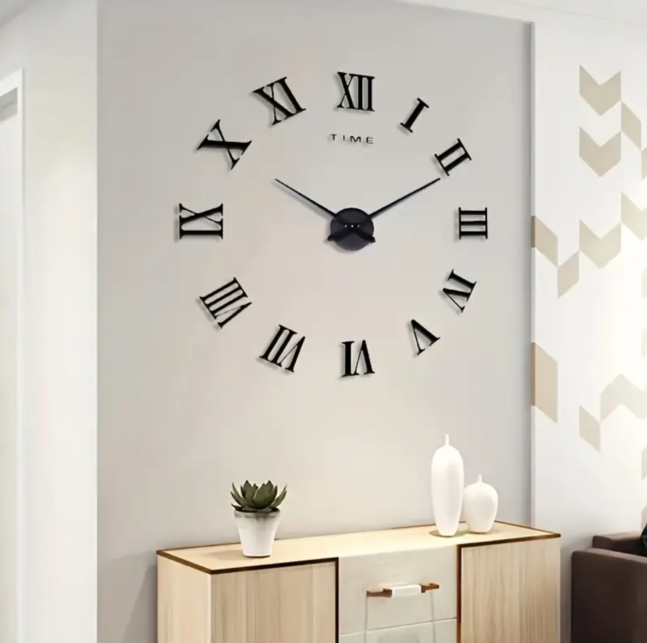 Horloge Murale | Stickers DIY Chiffres Romains Grandes Aiguilles | Chiffres Romains | Pax