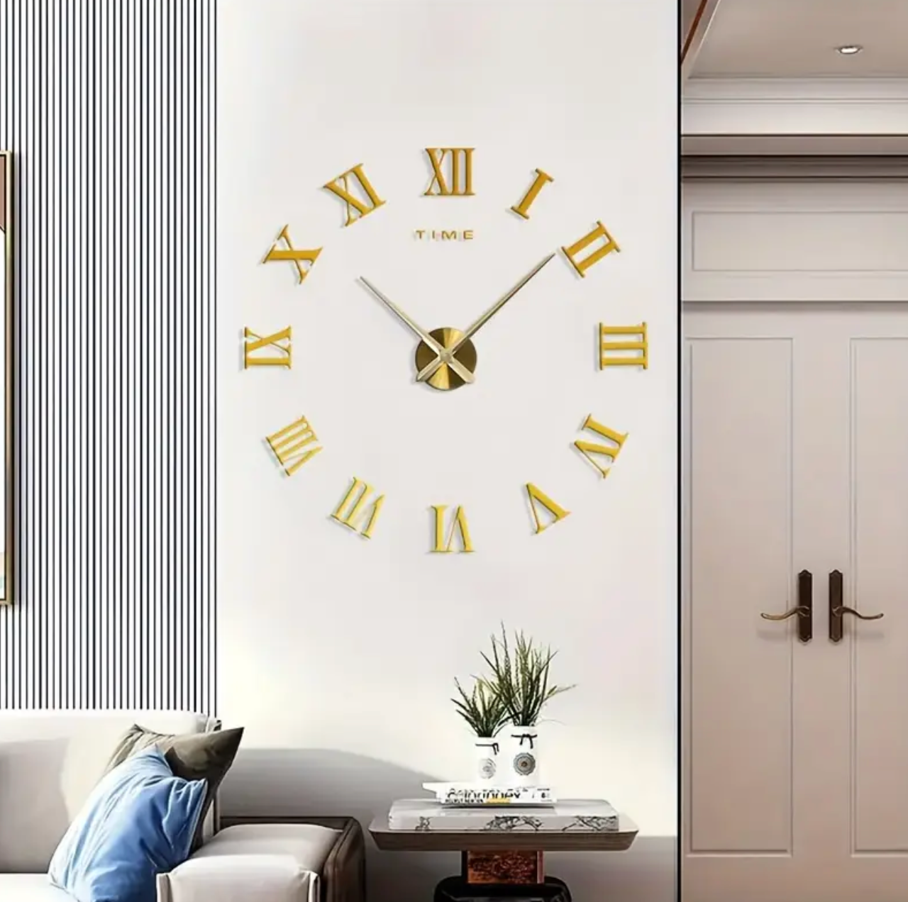 Horloge Murale | Stickers DIY Chiffres Romains Grandes Aiguilles | Chiffres Romains | Pax