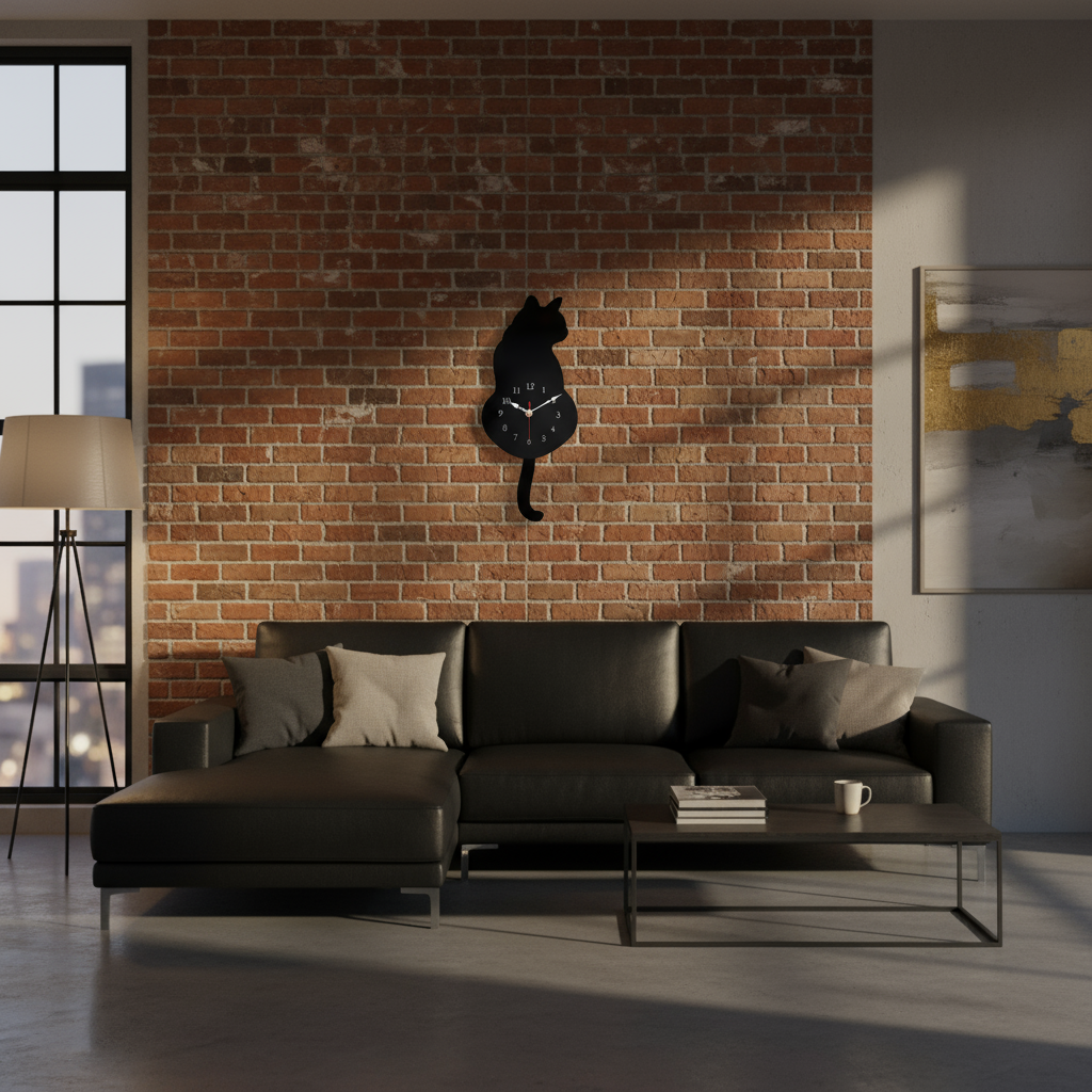 Horloge Murale | Chat Noir Design | Noir