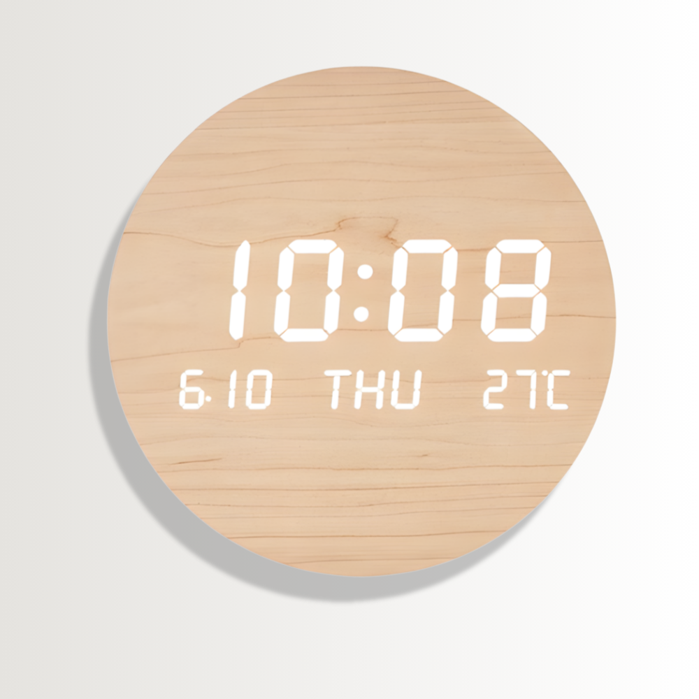 Horloge Murale | Led Bois Numérique | Led Bois Luxe | Briza