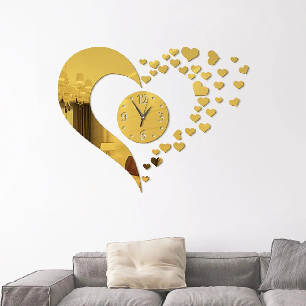 Horloge Murale | Miroir Cœur Design | Coeur Miroir | Lyn