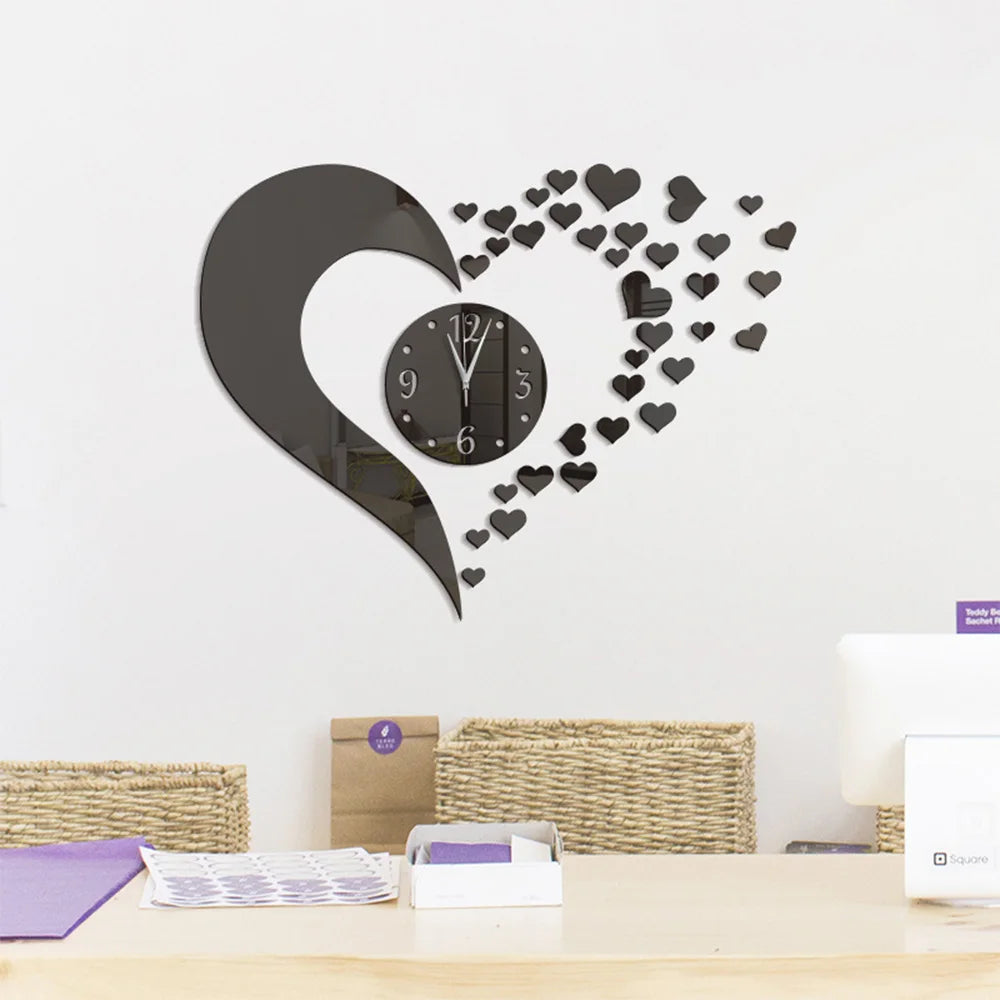 Horloge Murale | Miroir Cœur Design | Coeur Miroir | Lyn