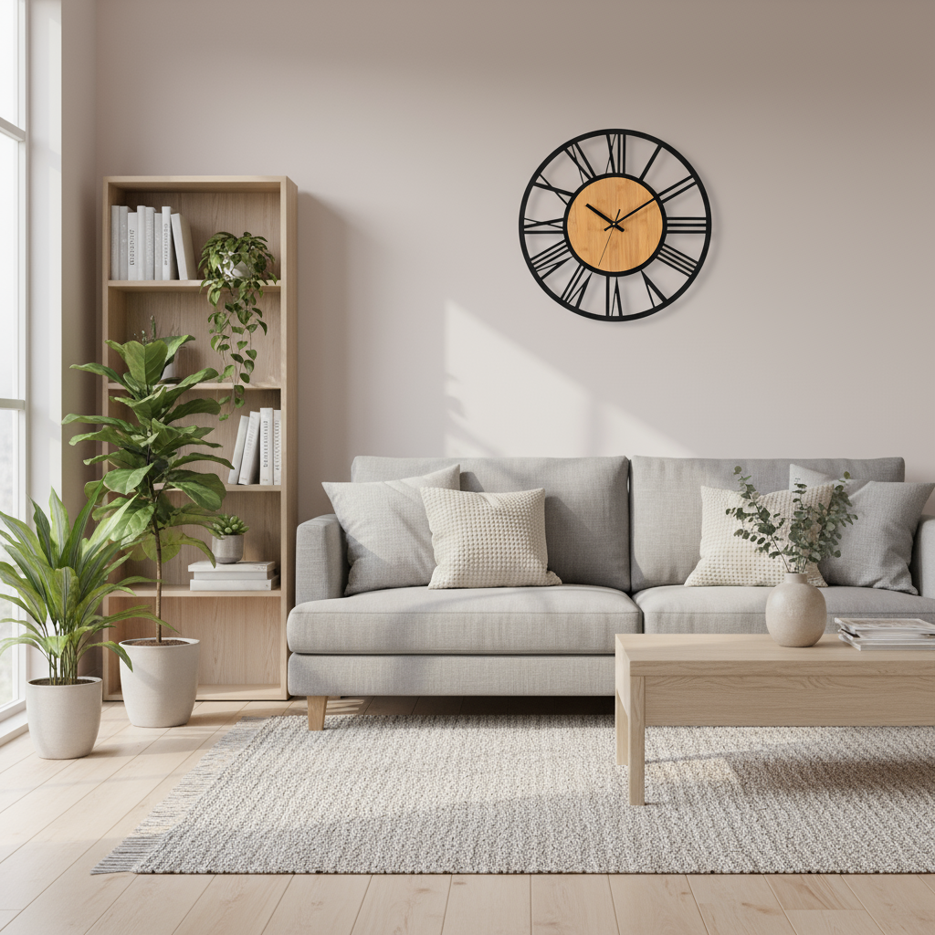 Horloge Murale | Bois Métal Romain | Bois & Métal | Roma