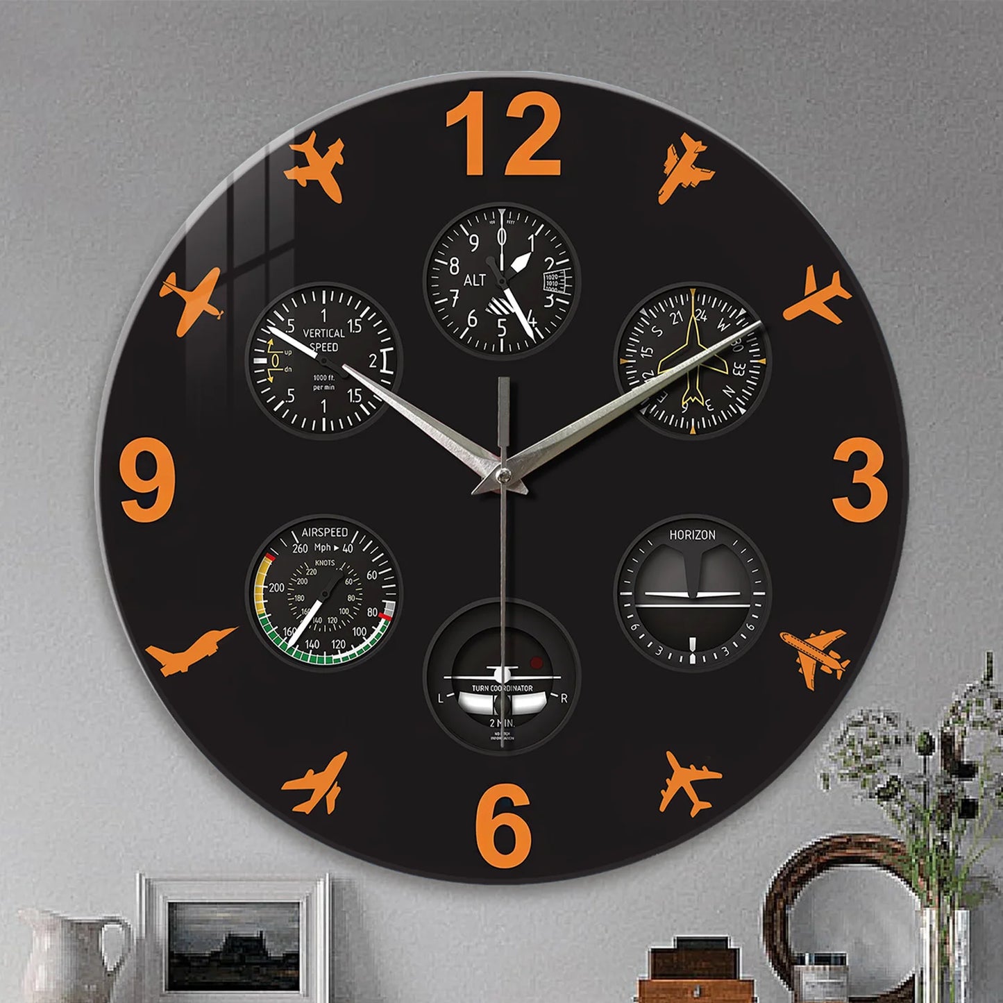 Horloge Murale | Aviation Style Cockpit | Aviation Chic | Flyg