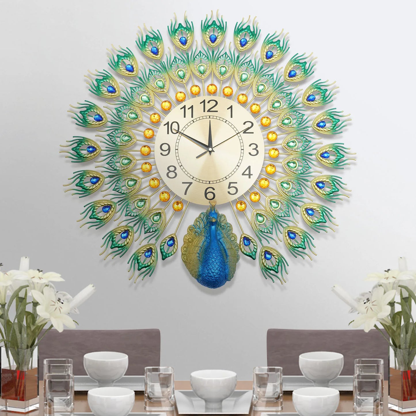 Horloge Murale | Design Paon Majestueux | Zarek
