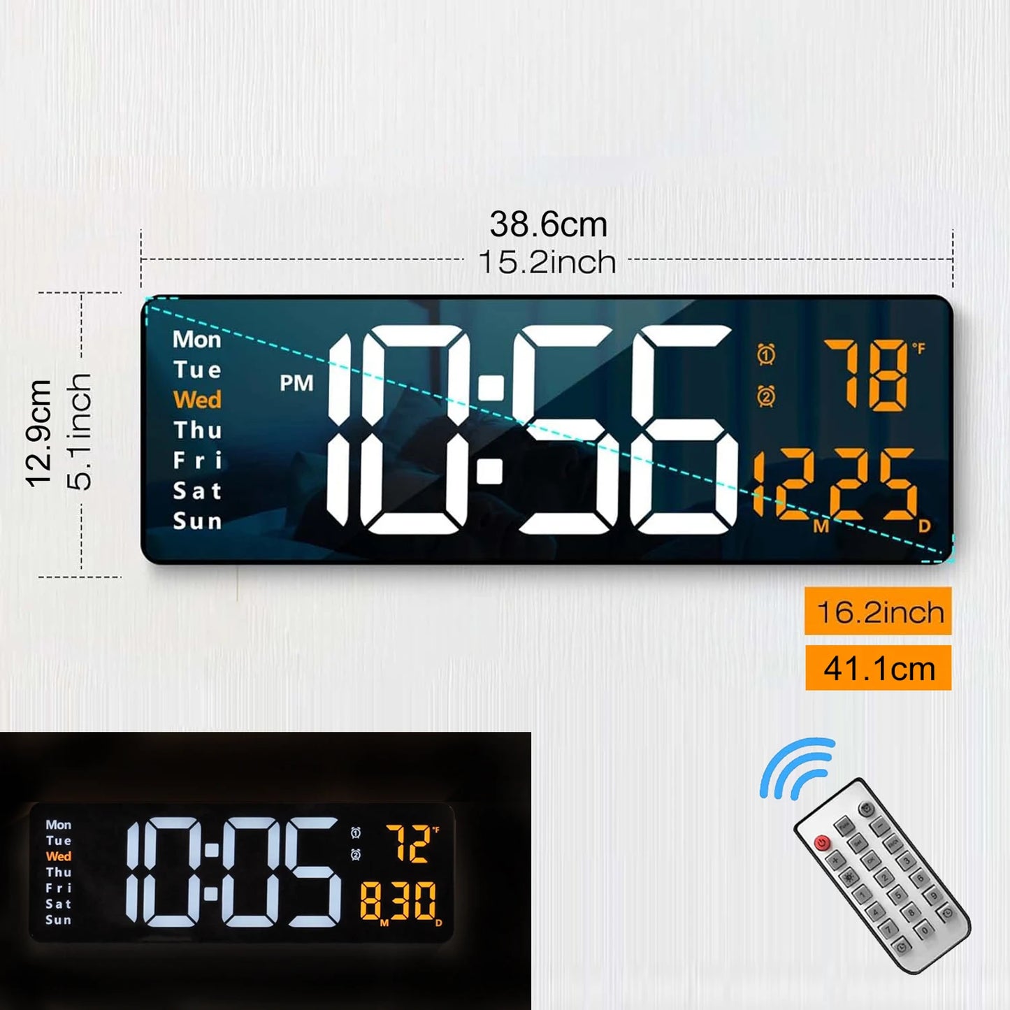 Horloge Murale | Digitale Numérique Multicolore | Télécommandée Colorée | Zayn