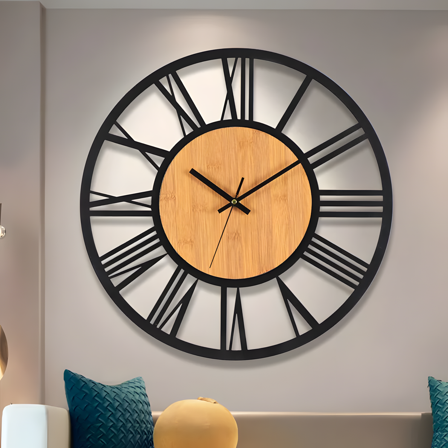 Horloge Murale | Bois Métal Romain | Bois & Métal | Roma