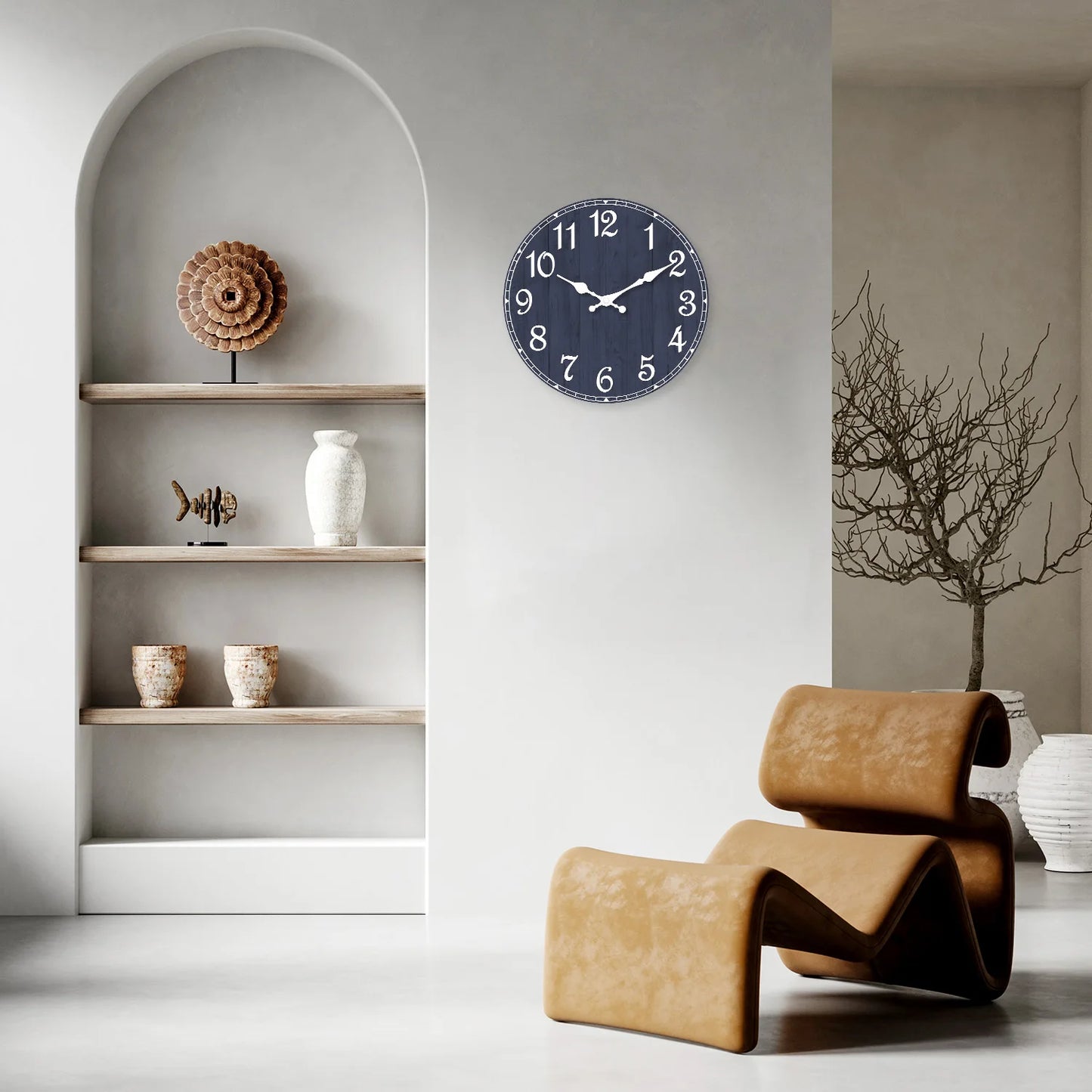 Horloge Murale | Bois Bleu Texturé | Texturé Bois | Björk