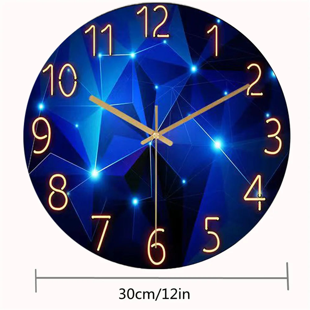 Horloge Murale | Géométrique Verre Bleu | Verre Bleu Géométrique | Cyan