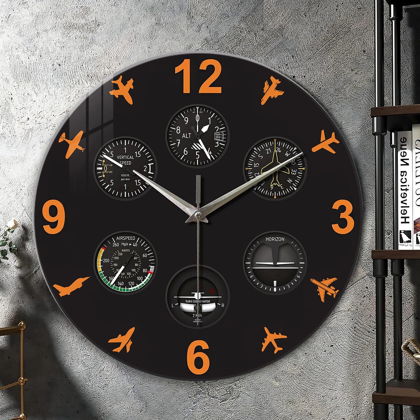 Horloge Murale | Aviation Style Cockpit | Aviation Chic | Flyg