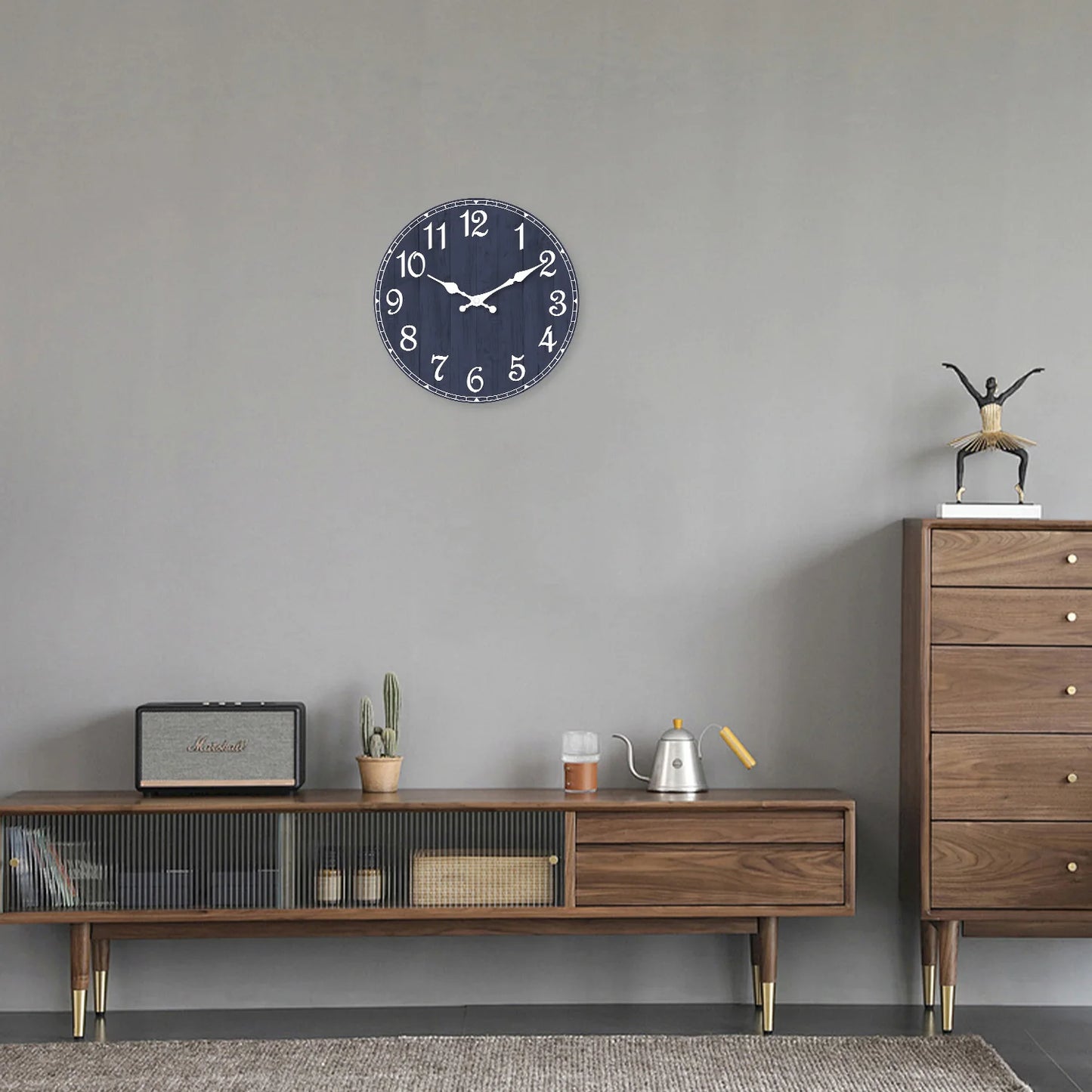 Horloge Murale | Bois Bleu Texturé | Texturé Bois | Björk