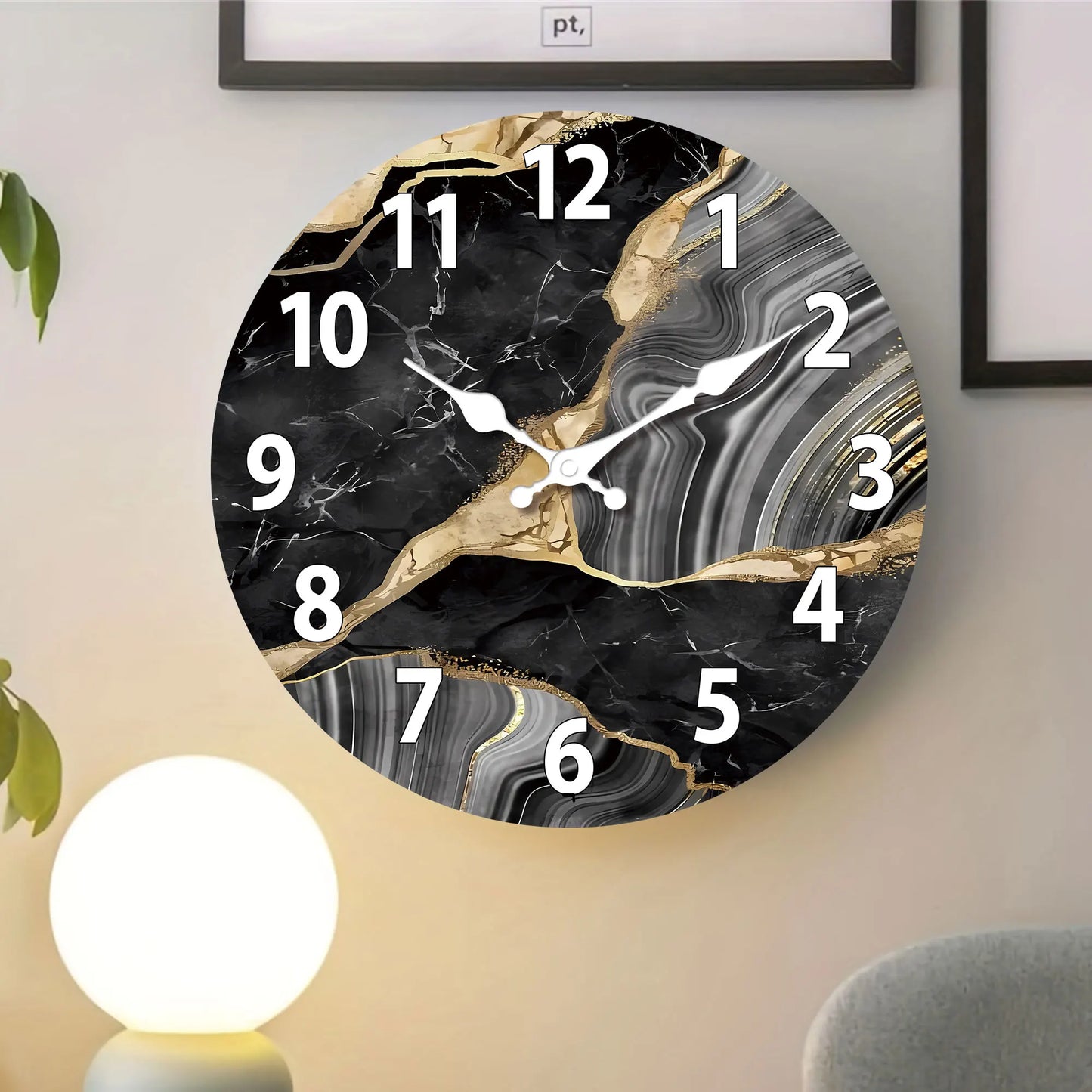 Horloge Murale | Effet Marbre Naturel Élégant | Marbre Élégant | Owen