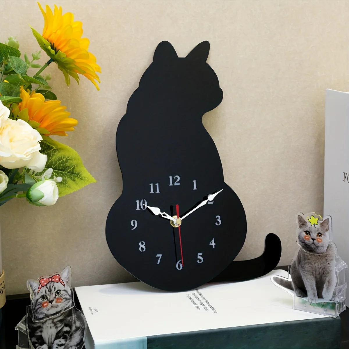 Horloge Murale | Chat Noir Design | Noir