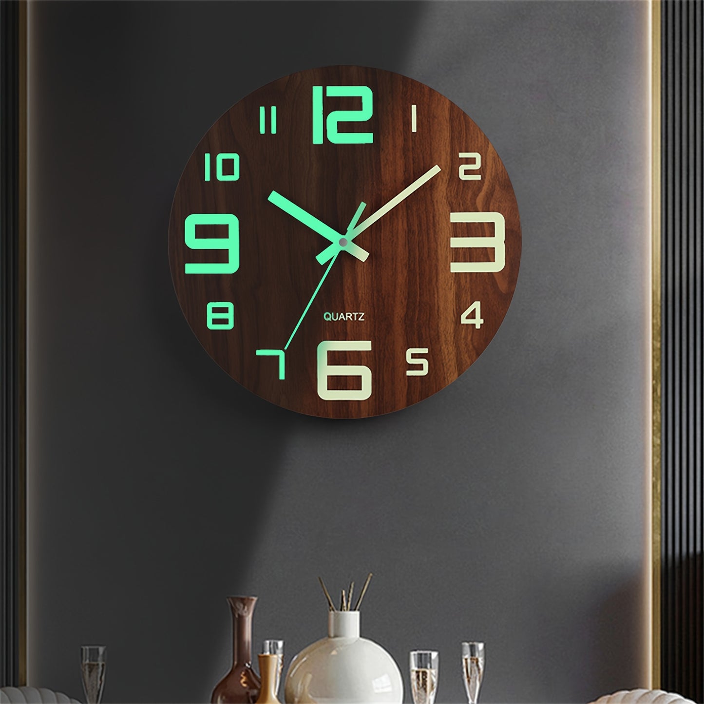 Horloge Murale | Bois Noyer Phosphorescente | Bois Nuit | NattTrä