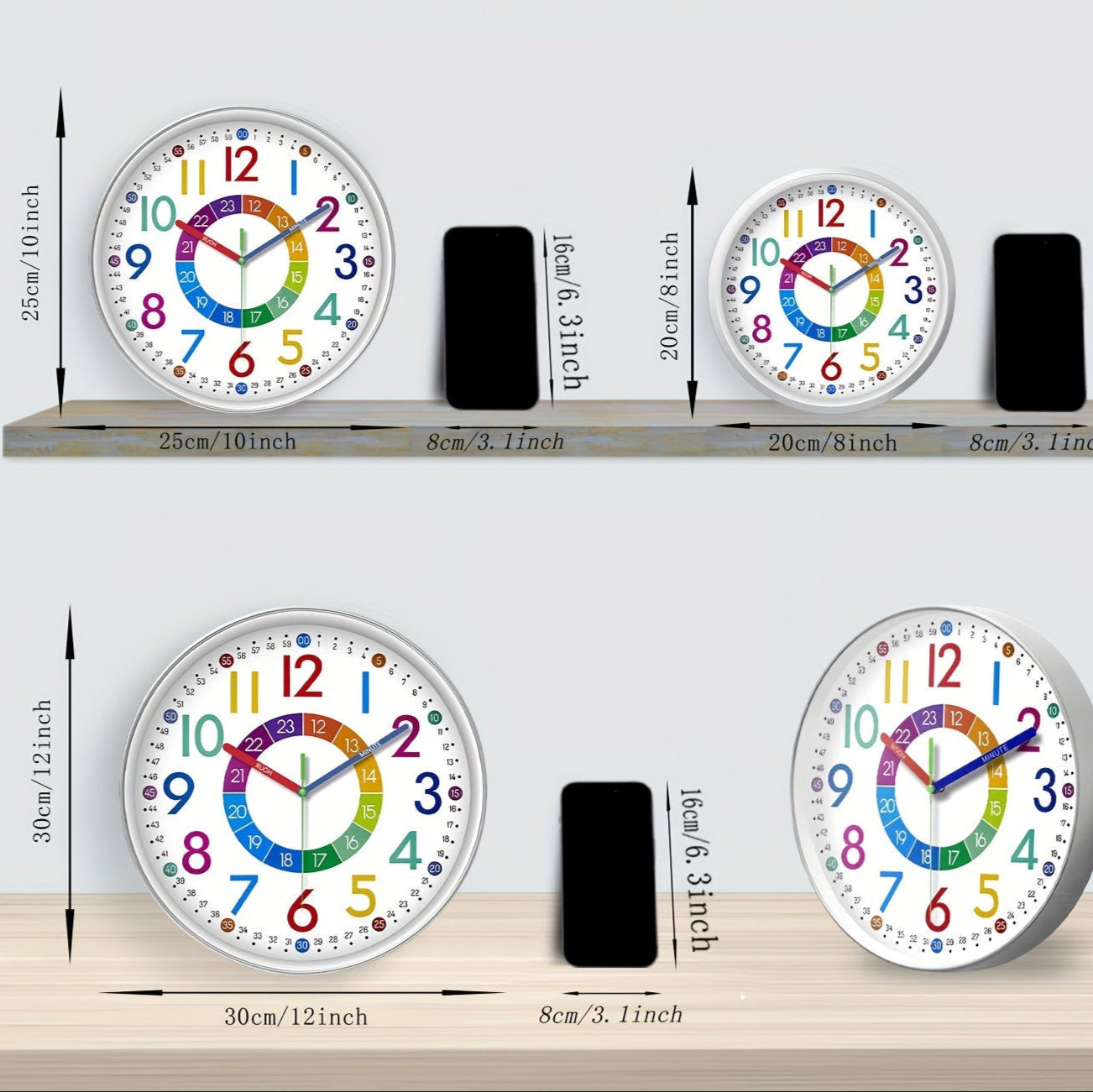 Horloge Murale | Éducatif ABC Coloré | Forme Apprentissage | ABCKlok