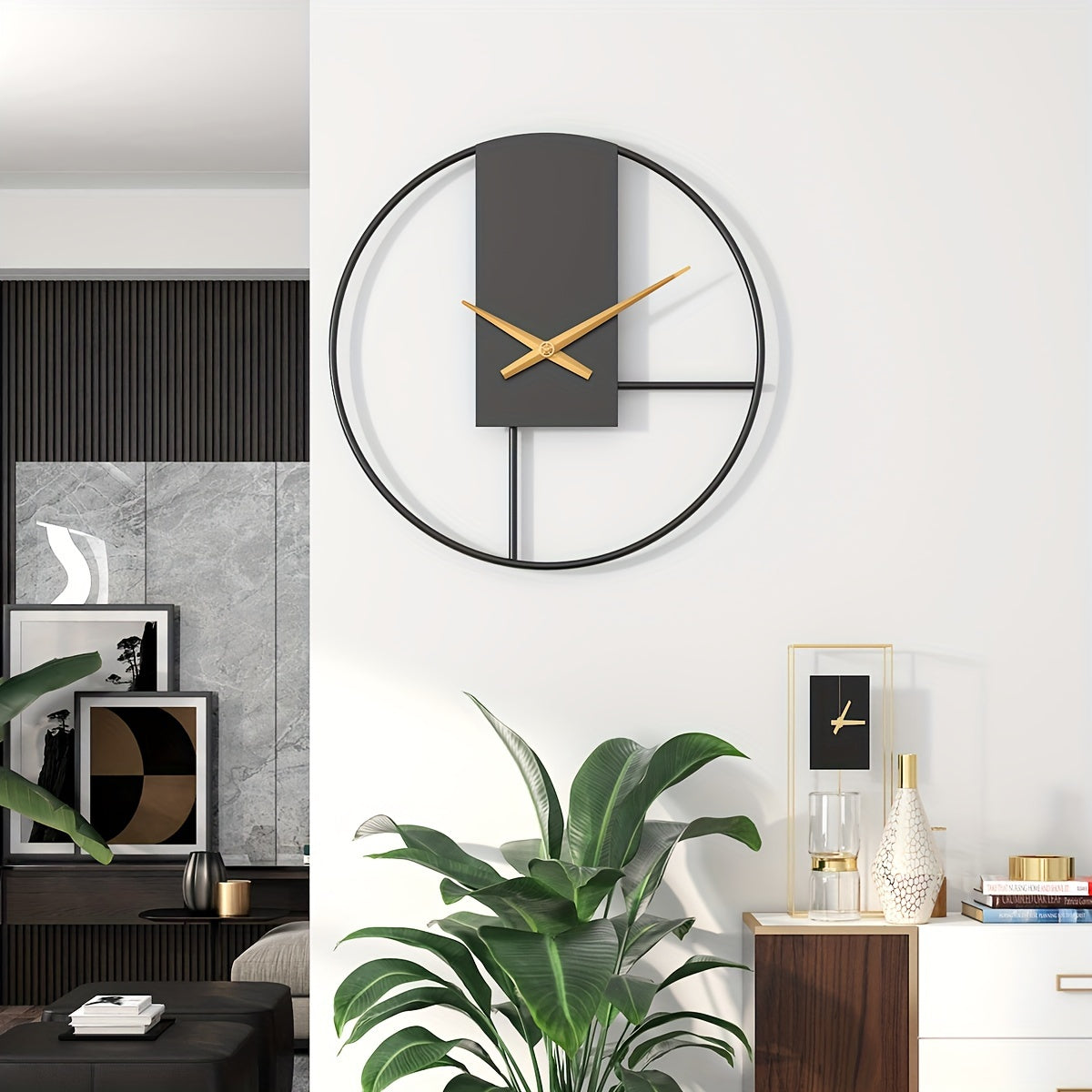 Horloge Murale | Ronde Noir Doré Tendance | Mode Chic | ChicTid
