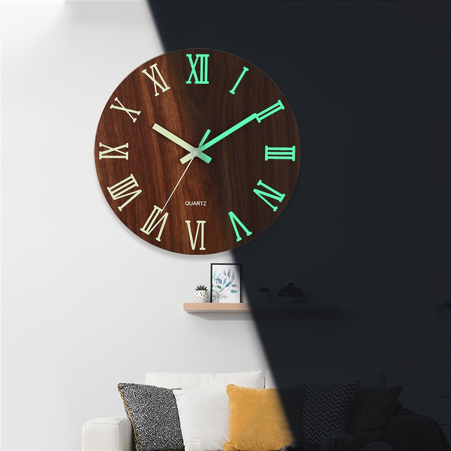 Horloge Murale | Bois Noyer Phosphorescente | Bois Nuit | NattTrä