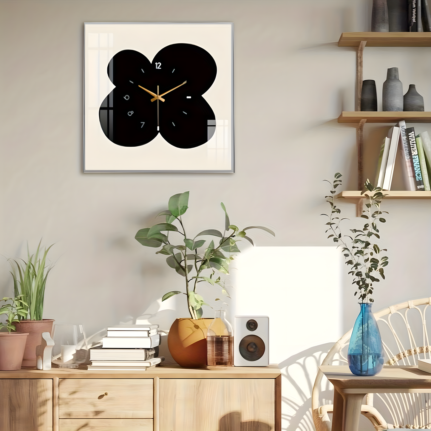 Horloge Murale | Fleurs Noir & Blanc | Image Art | ArtGall