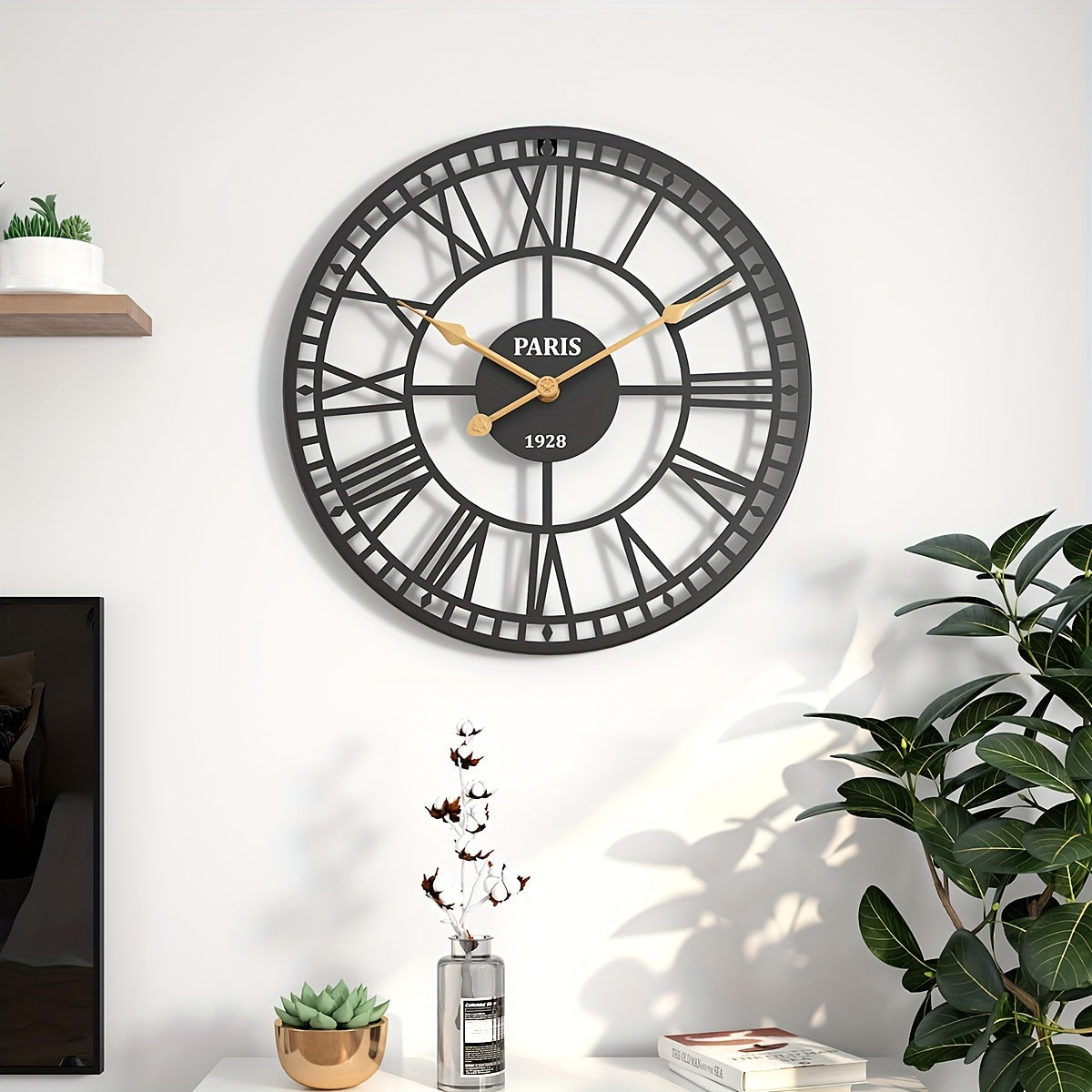 Horloge Murale | Design Chiffre Romain Romantique | Bon Temps | Årstid