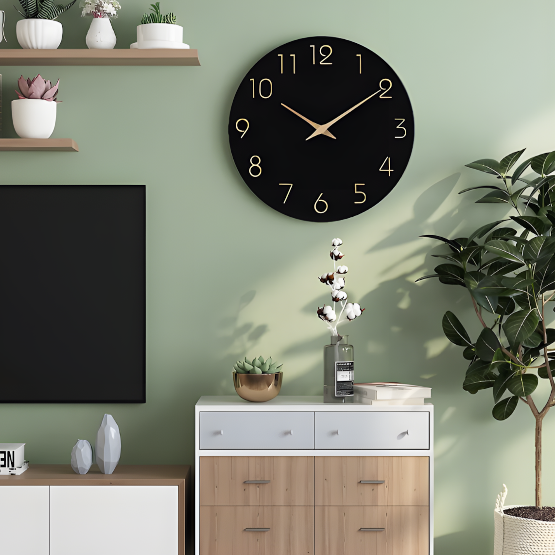 Horloge Murale | Ronde Rétro Élégante | Style Rétro Chic | Niko
