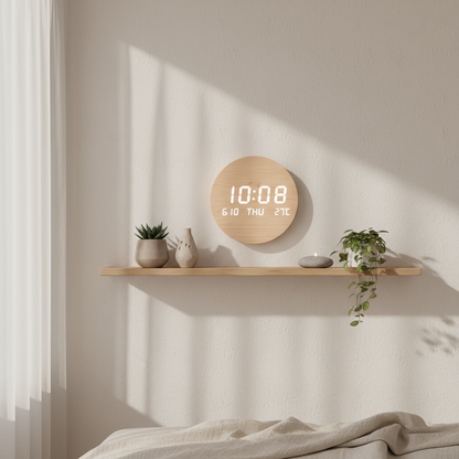 Horloge Murale | Led Bois Numérique | Led Bois Luxe | Briza
