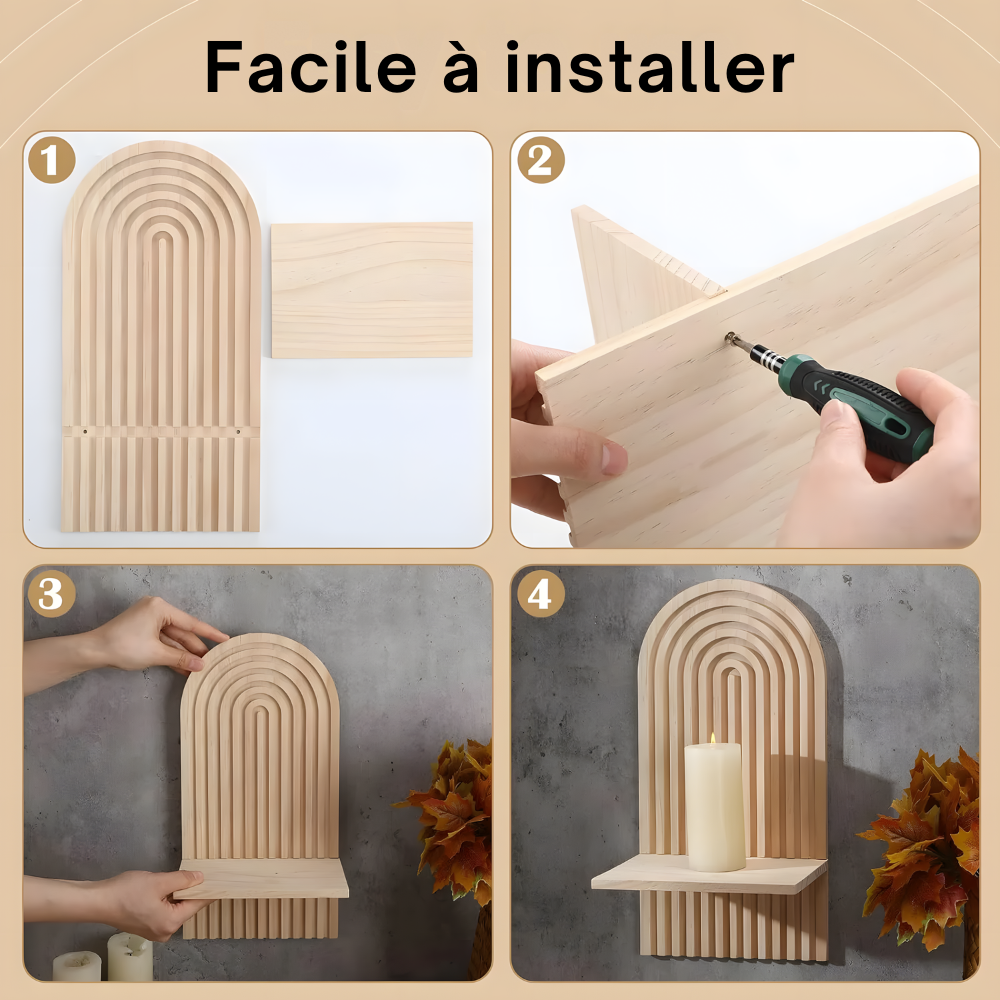 Étagère Murale l Bois Style Bohème 35x18 cm l Mora