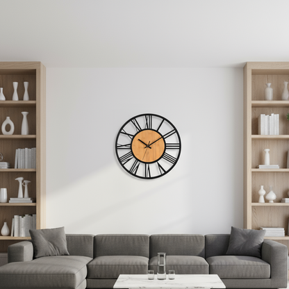 Horloge Murale | Bois Métal Romain | Bois & Métal | Roma