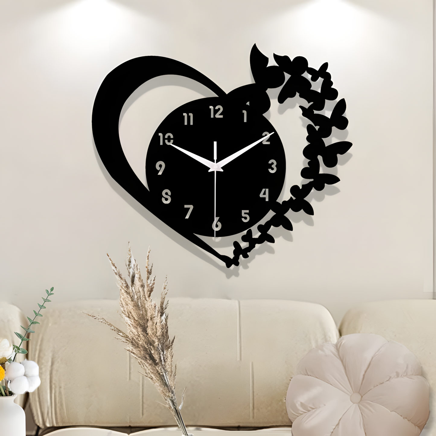 Horloge Murale | Coeur Acrylique Élégant | Coeur Élégant | Gwyn