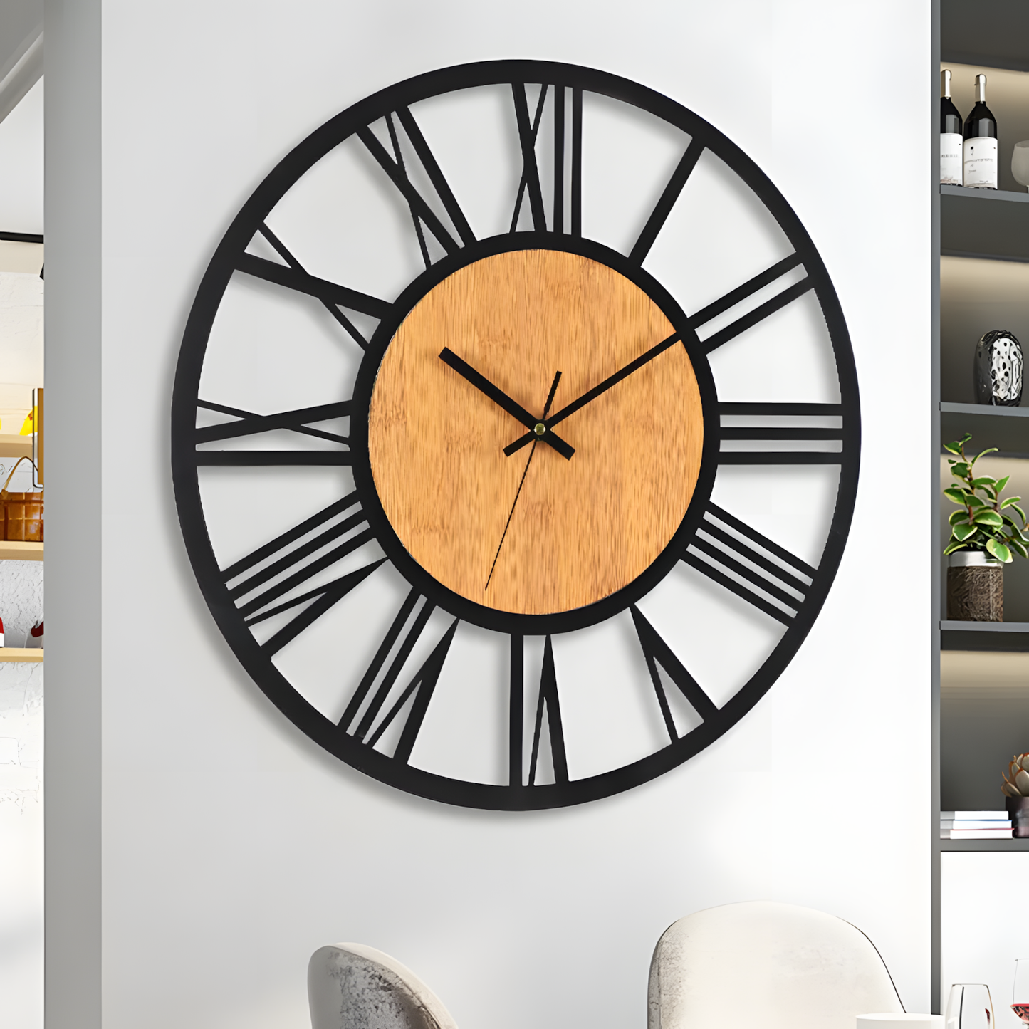 Horloge Murale | Bois Métal Romain | Bois & Métal | Roma